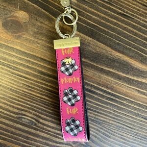 Simply Southern Pink Floral Paw Print Key Fob Wristlet with Gold Hardware